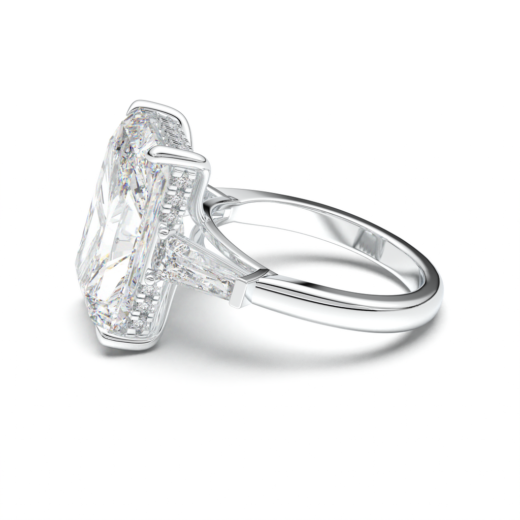 Radiant Baguette Hidden Halo Engagement Ring