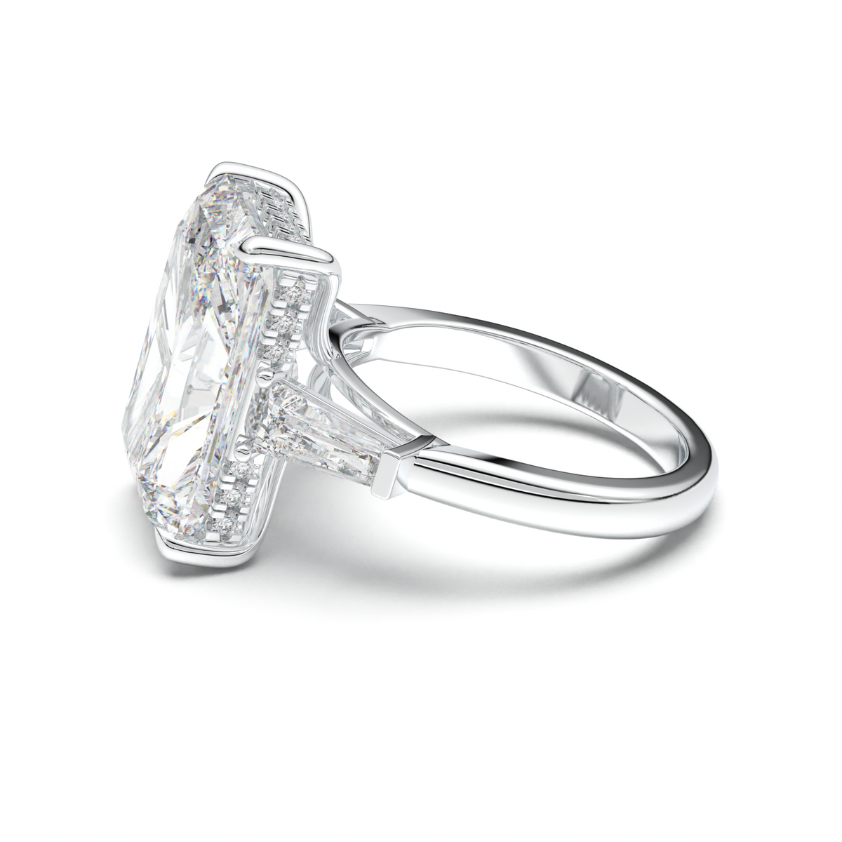 Radiant Baguette Hidden Halo Engagement Ring