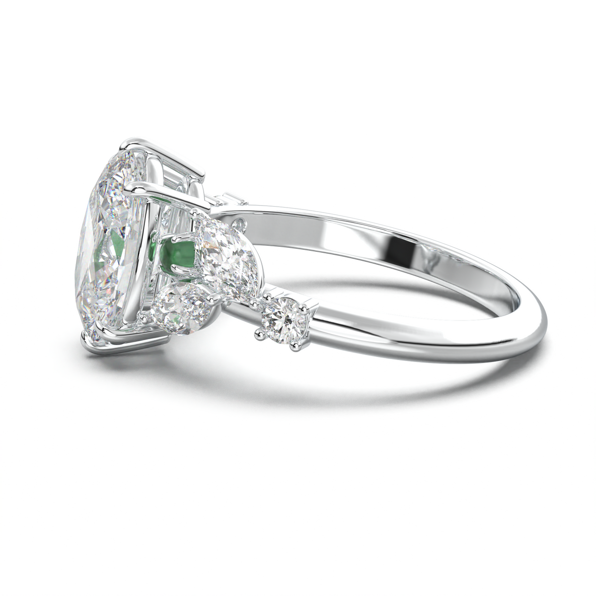 Oval Marquise-Accent Engagement Ring
