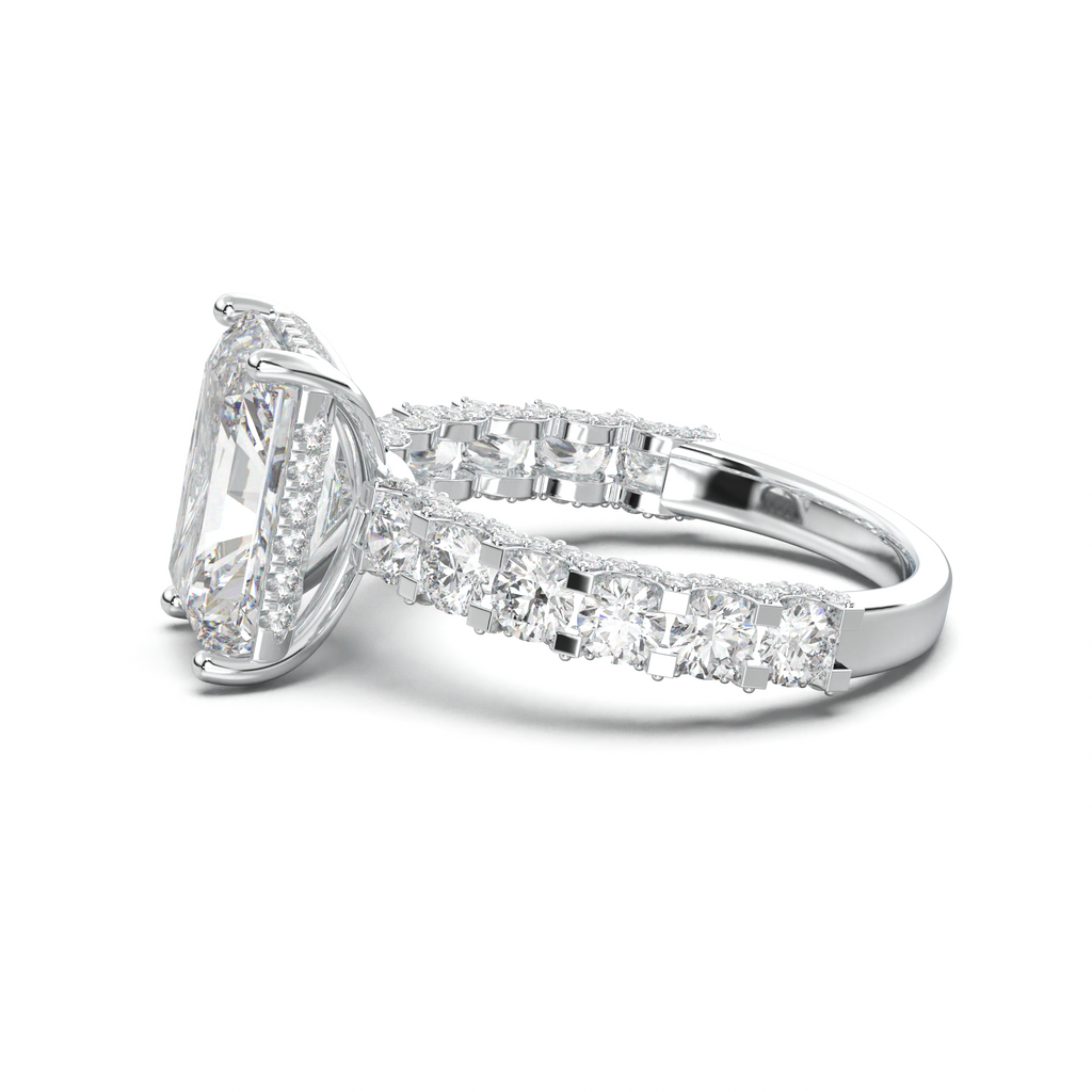 Radiant Diamond Band Engagement Ring