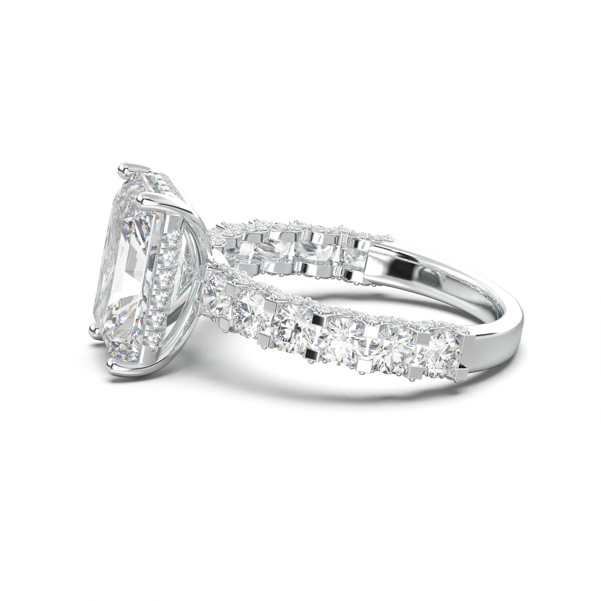 Radiant Diamond Band Engagement Ring