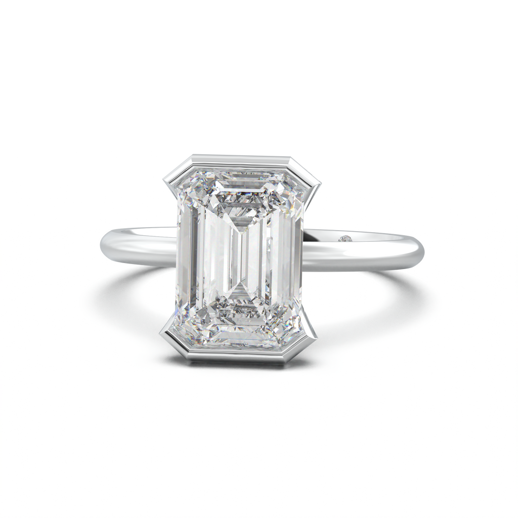 Emerald Hidden Halo Engagement Ring