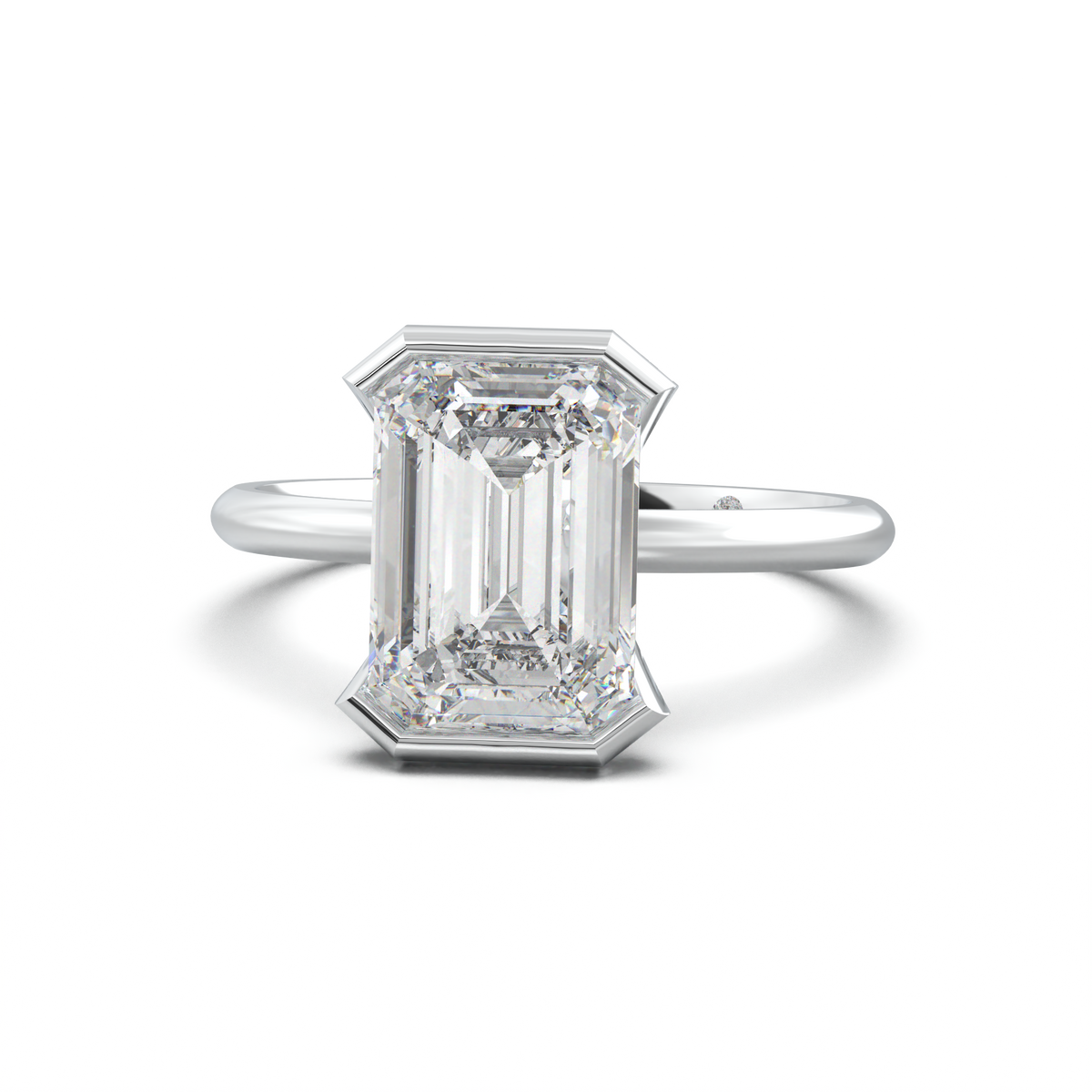 Emerald Hidden Halo Engagement Ring