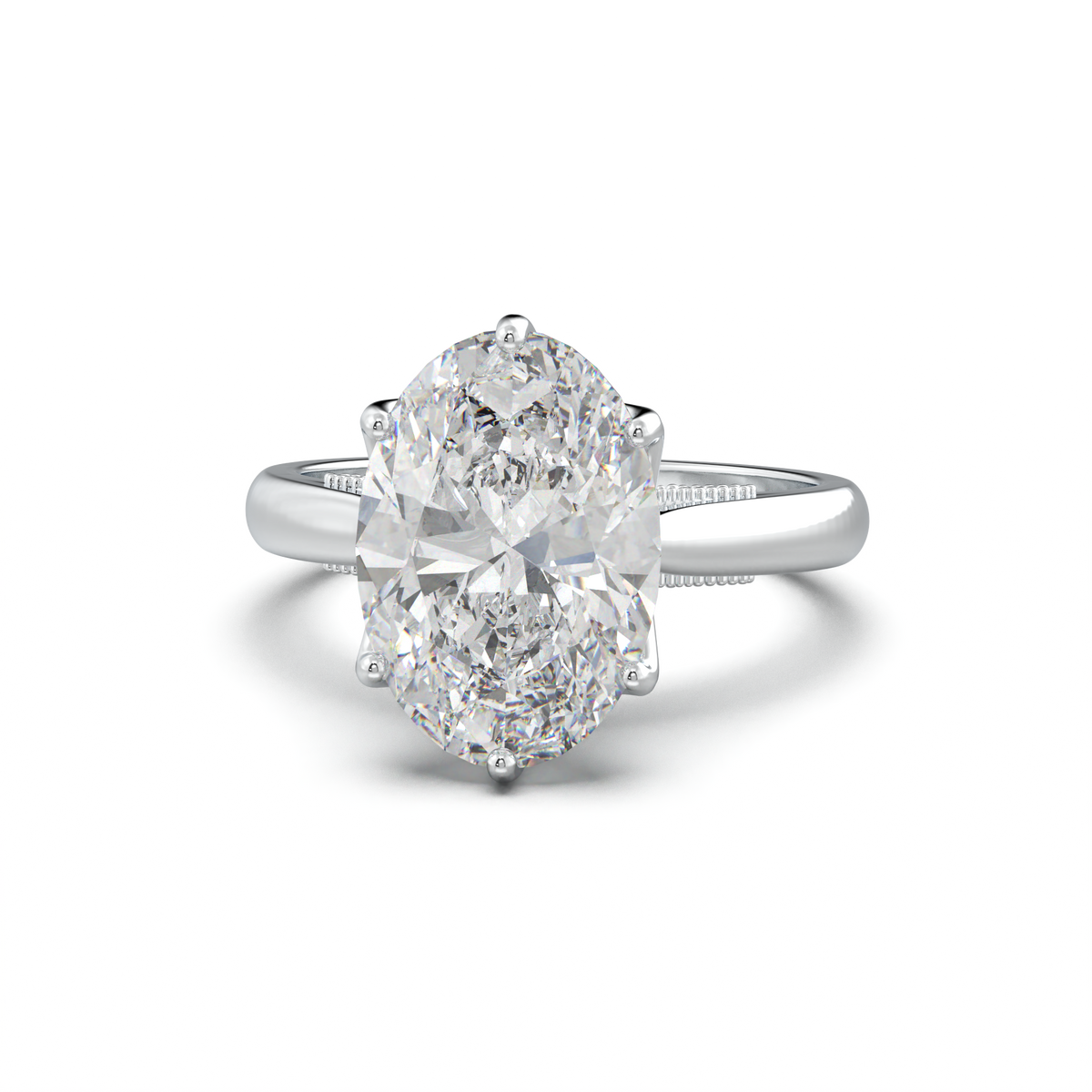 Oval Tulip Setting Hidden bridge Halo Engagement Ring