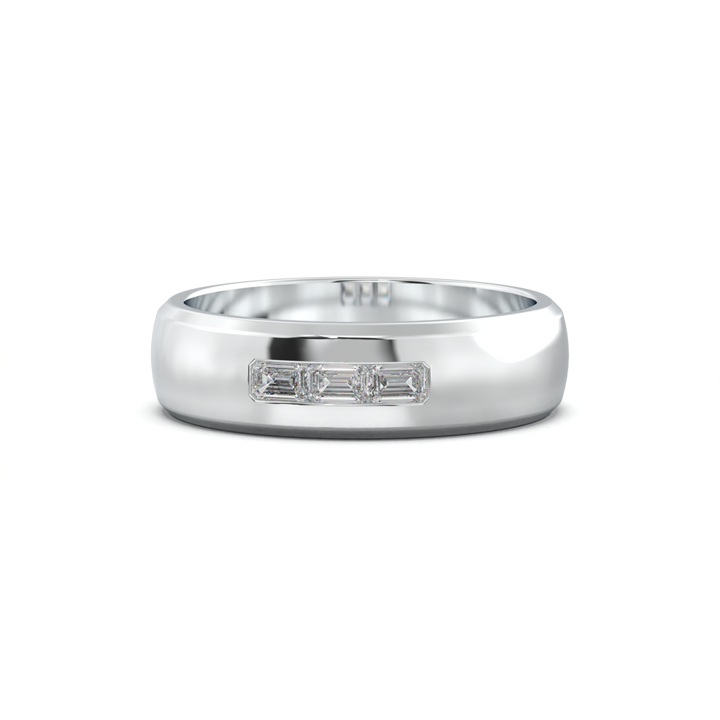 Three-Emerald Inlay Men's Band