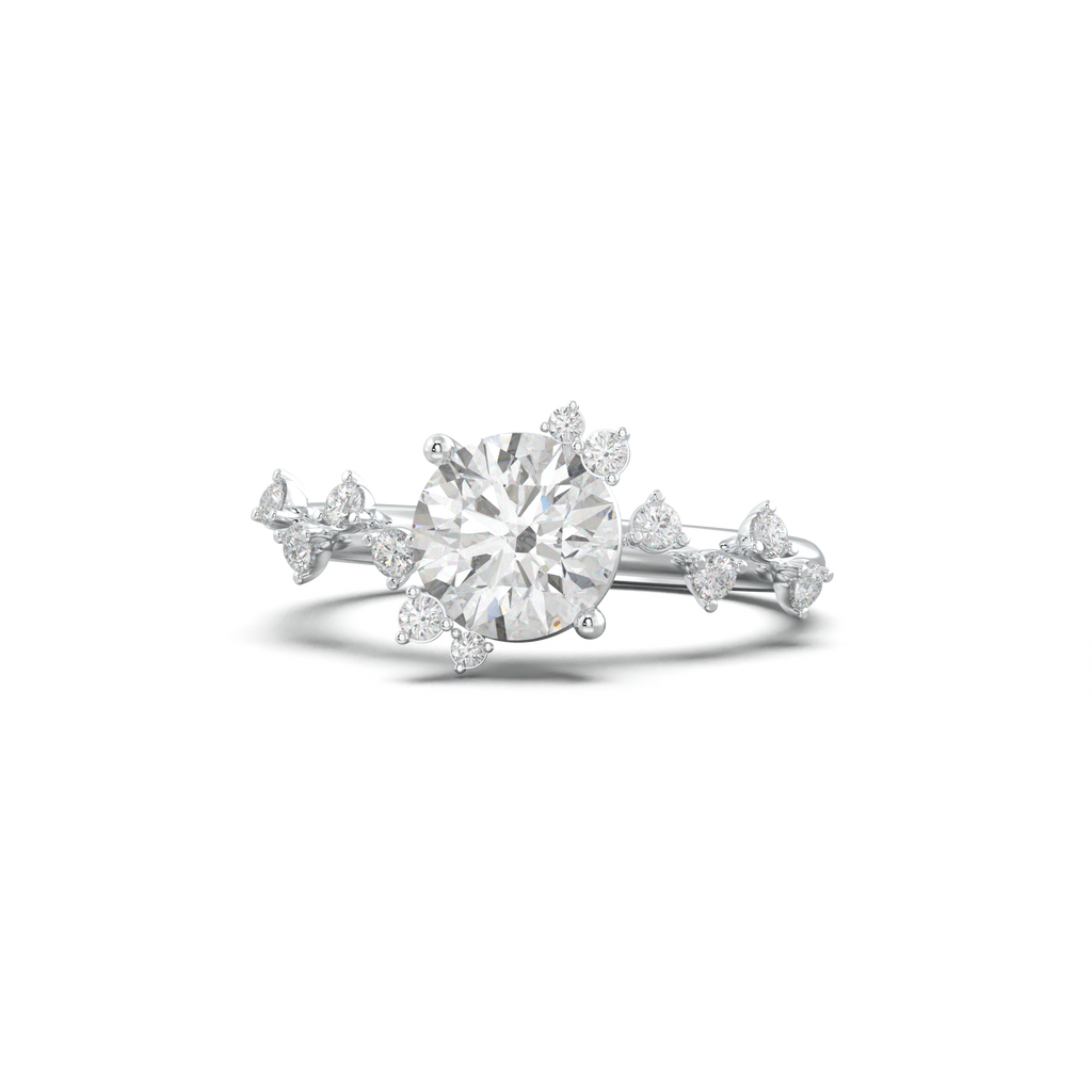 Round Botanical Accent Engagement Ring