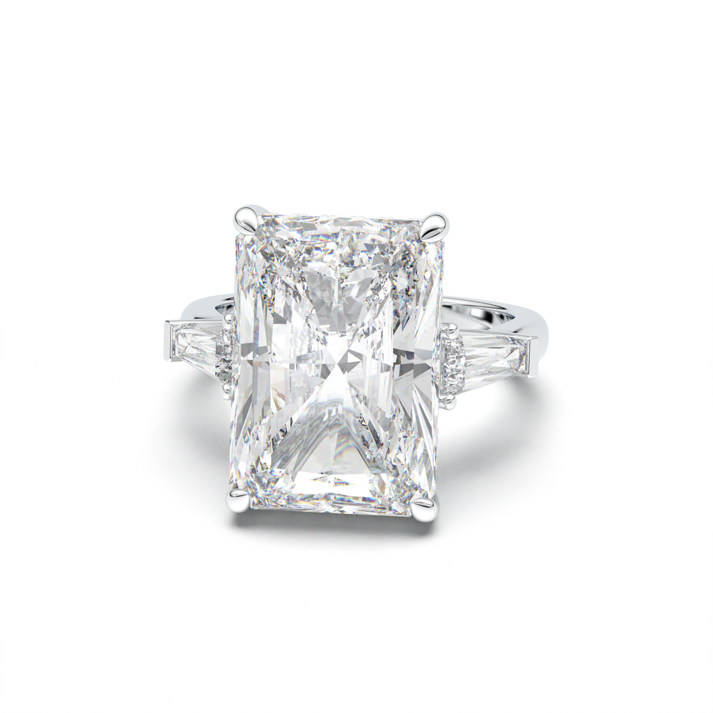 Radiant Baguette Hidden Halo Engagement Ring