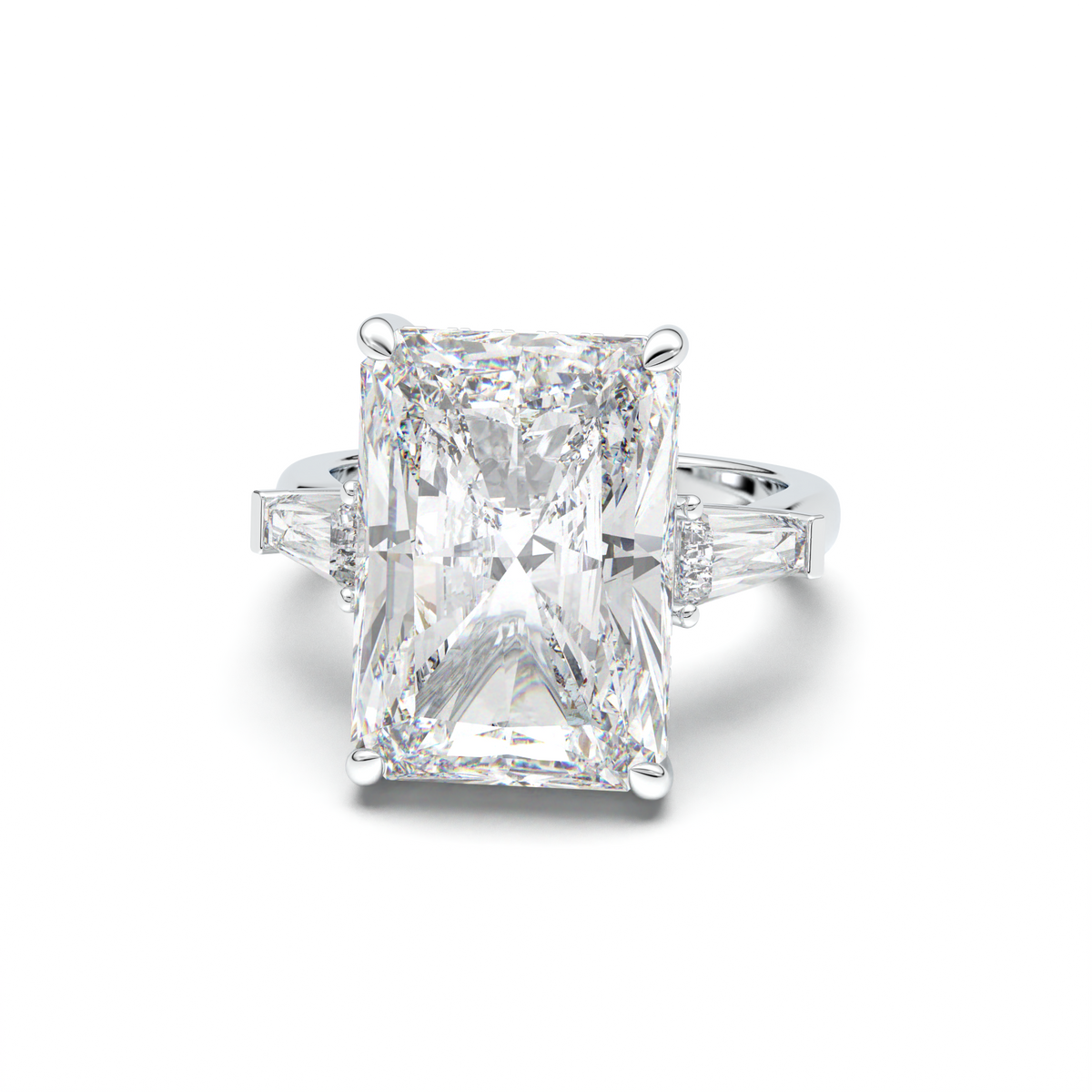 Radiant Baguette Hidden Halo Engagement Ring