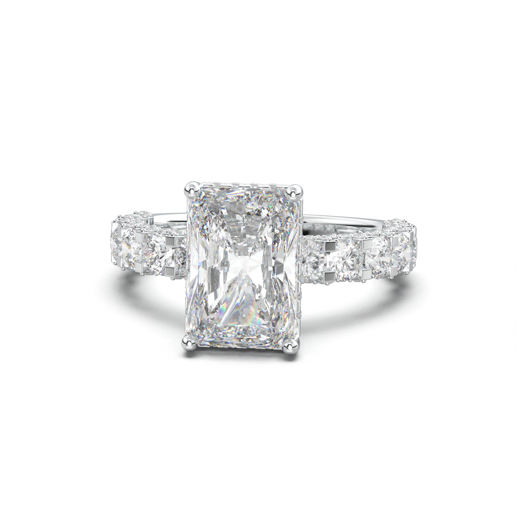 Radiant Diamond Band Engagement Ring