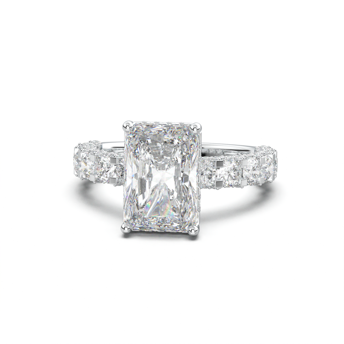 Radiant Diamond Band Engagement Ring