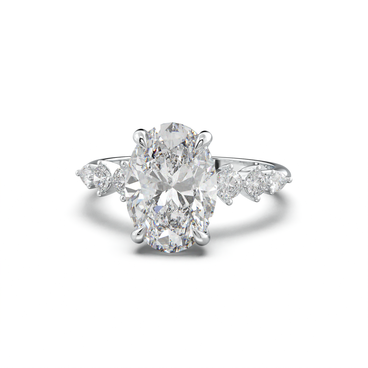 Oval Pear-Accent Engagement Ring