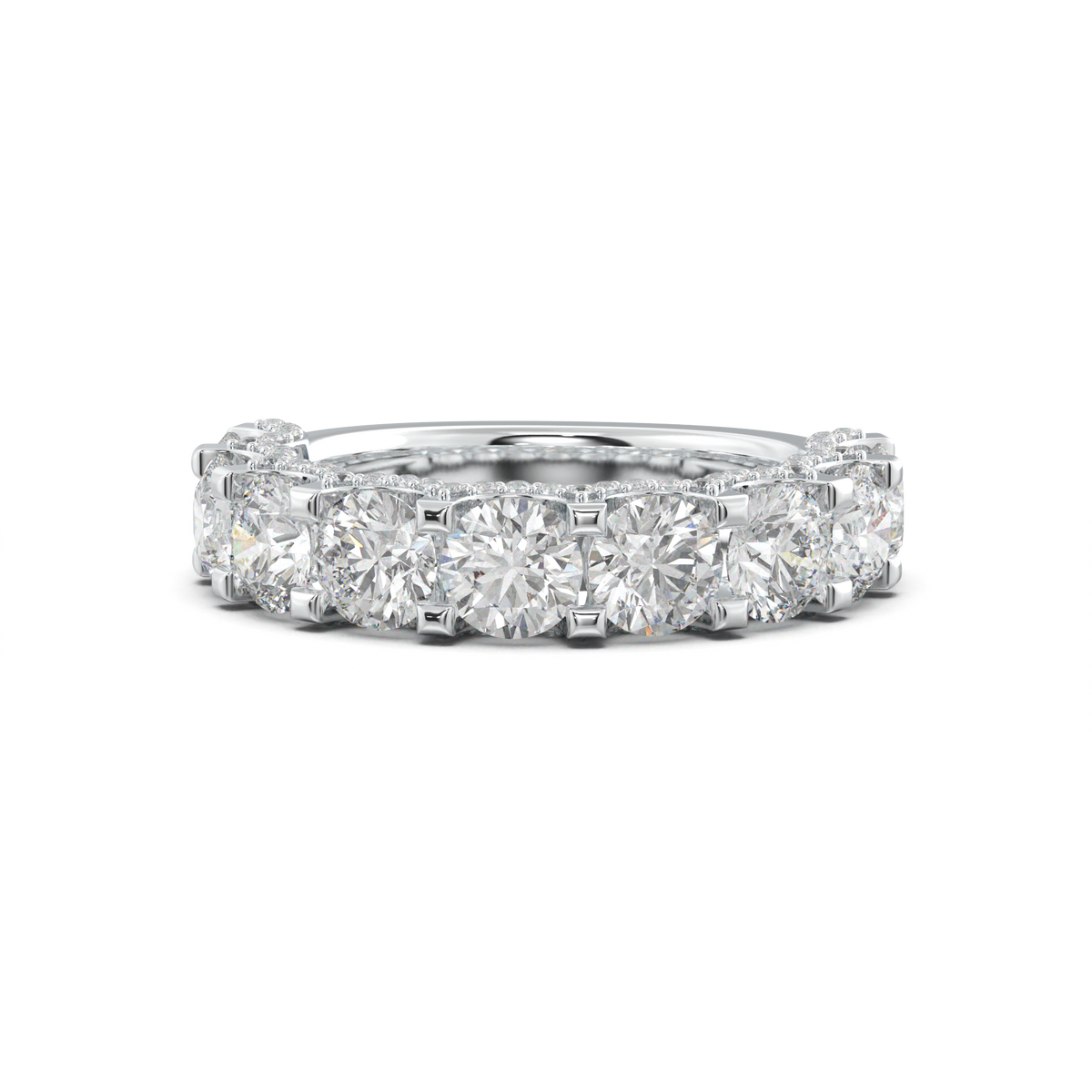 Round Diamond Pavé-Edge Wedding Band