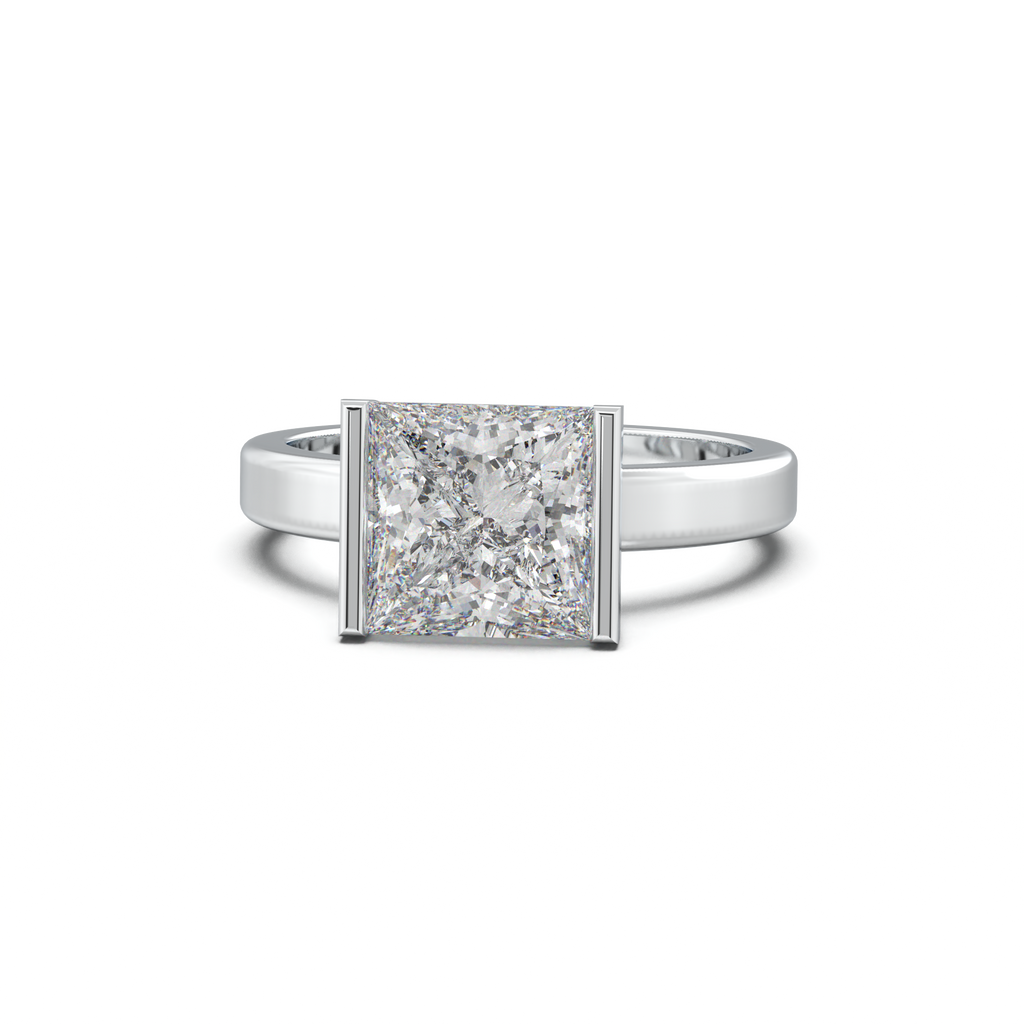Princess Half-Bezel Engagement Ring