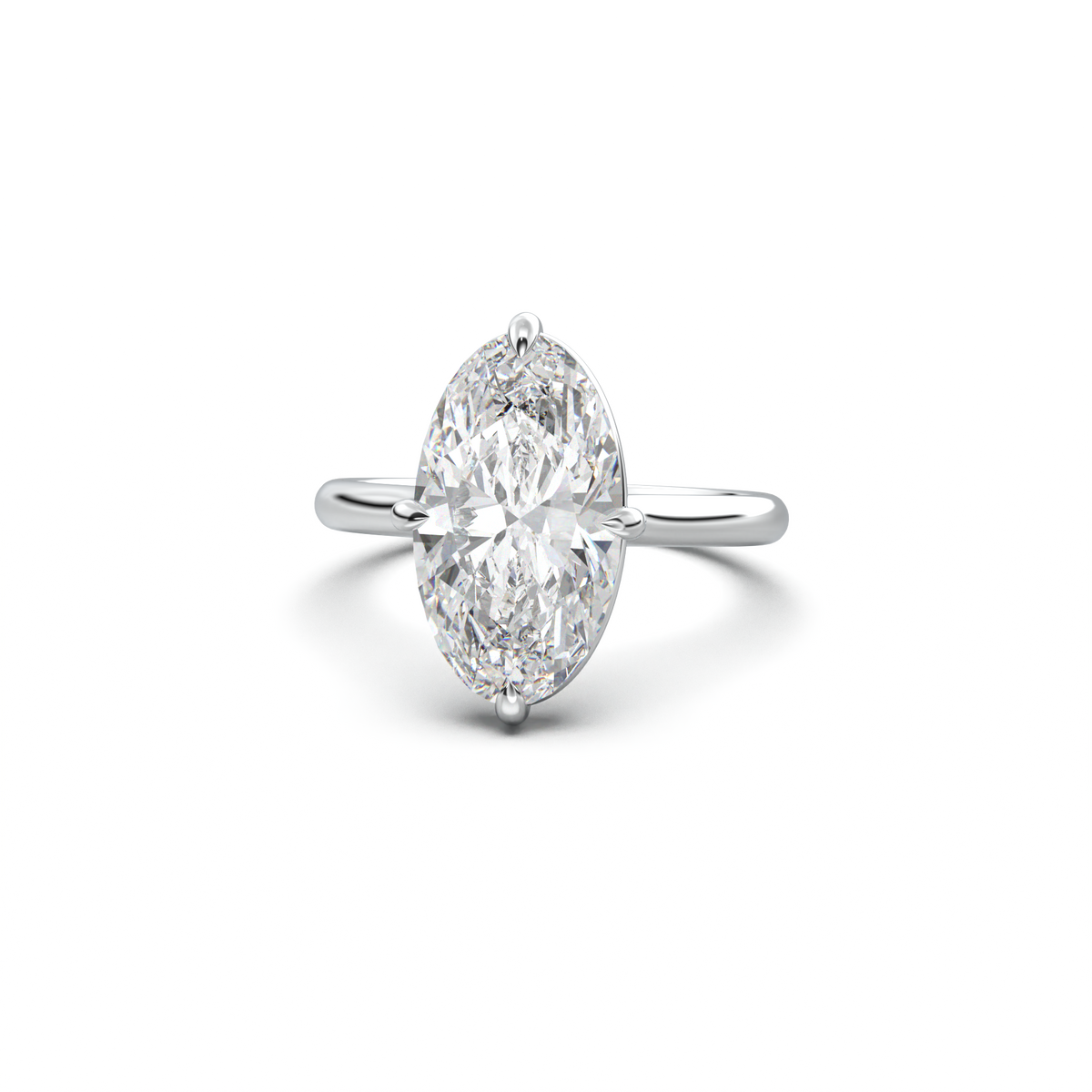 Elongated Moval Solitaire Engagement Ring