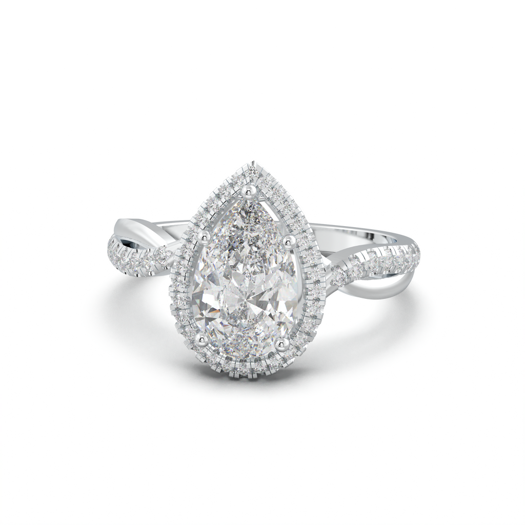 Pear Halo Twisted Pavé Engagement Ring