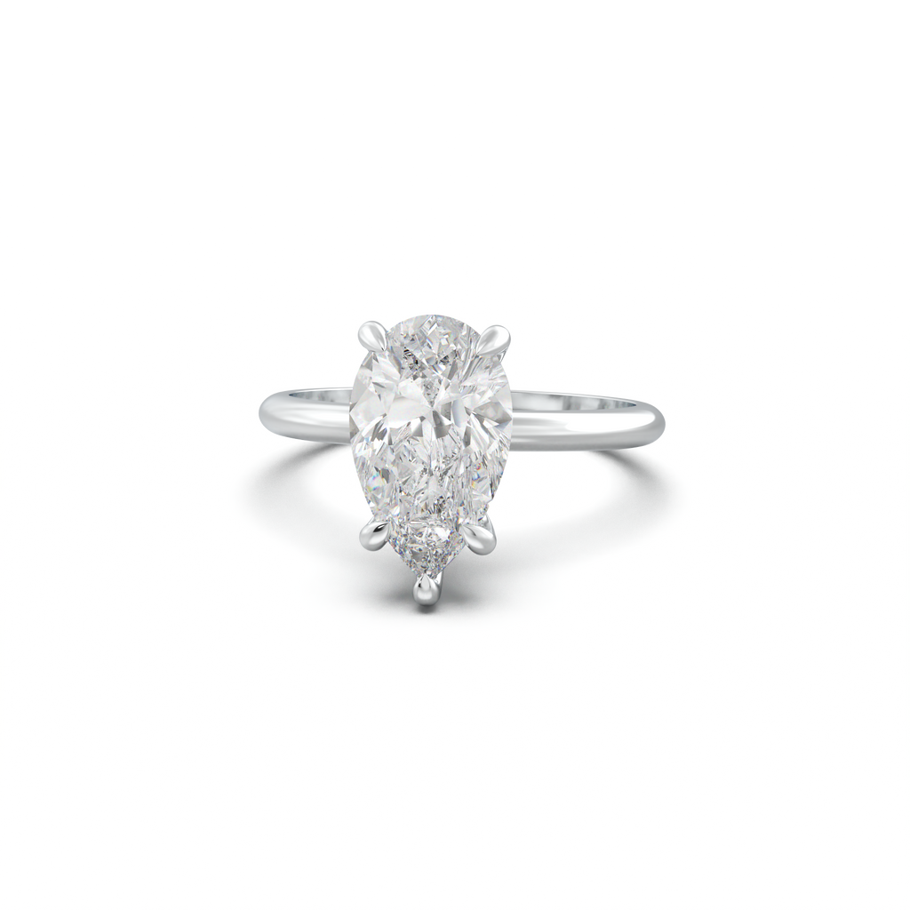 Pear Hidden Halo Engagement Ring