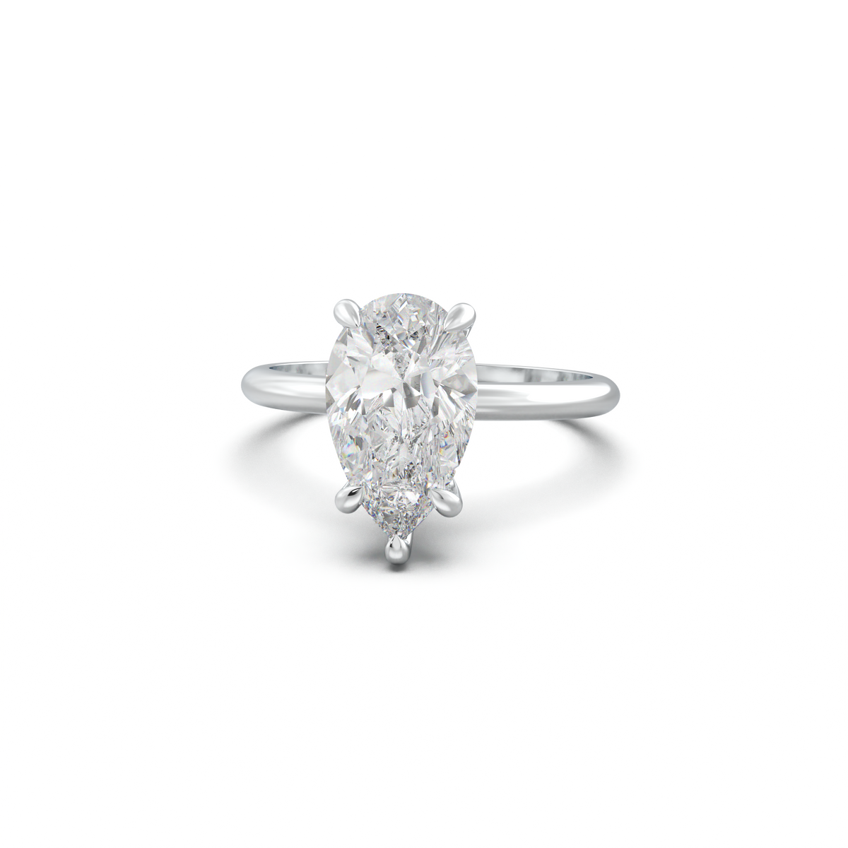 Pear Hidden Halo Engagement Ring