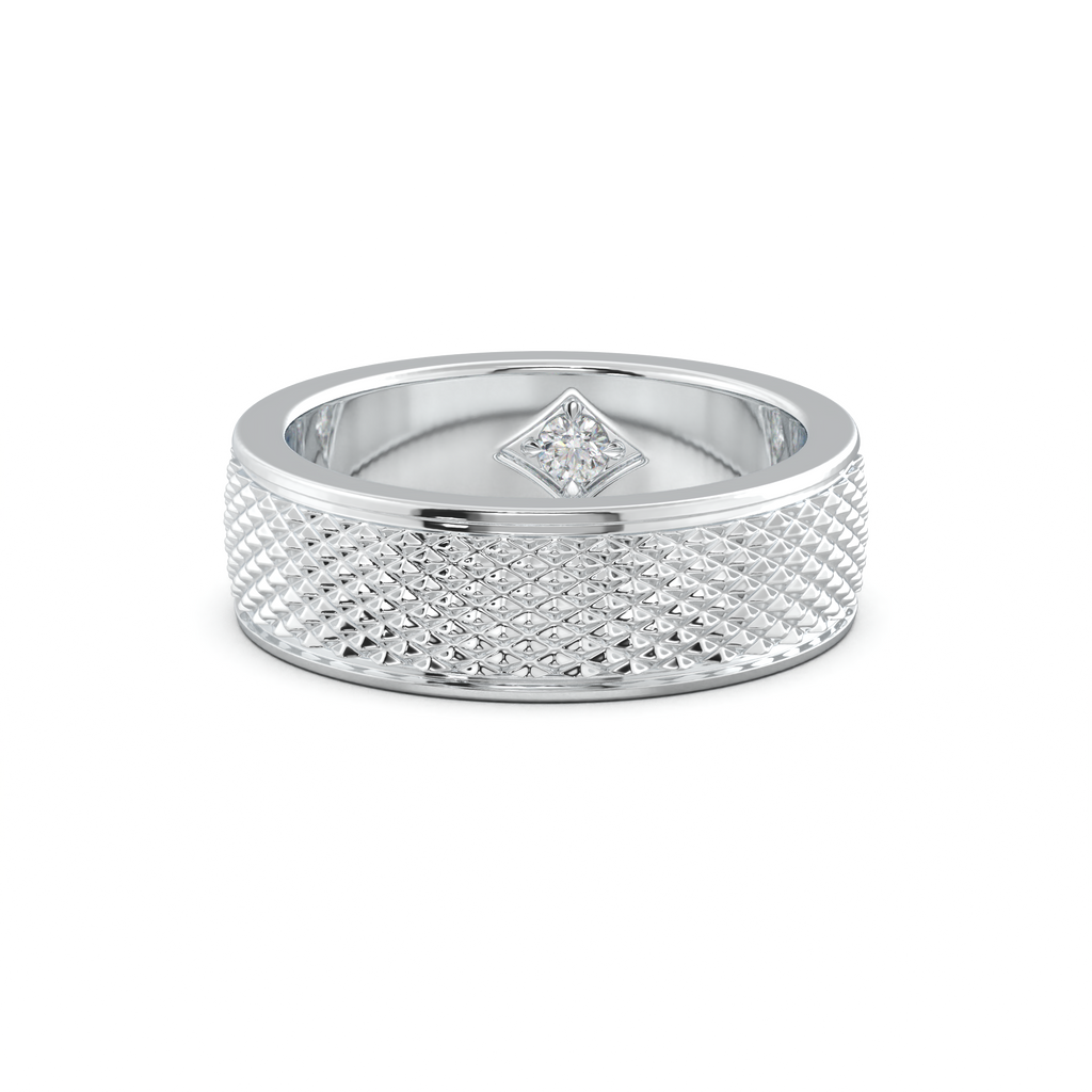 Diamond-Cut Textured Men's Wedding Band
