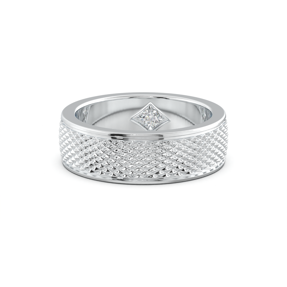 Diamond-Cut Textured Men's Wedding Band