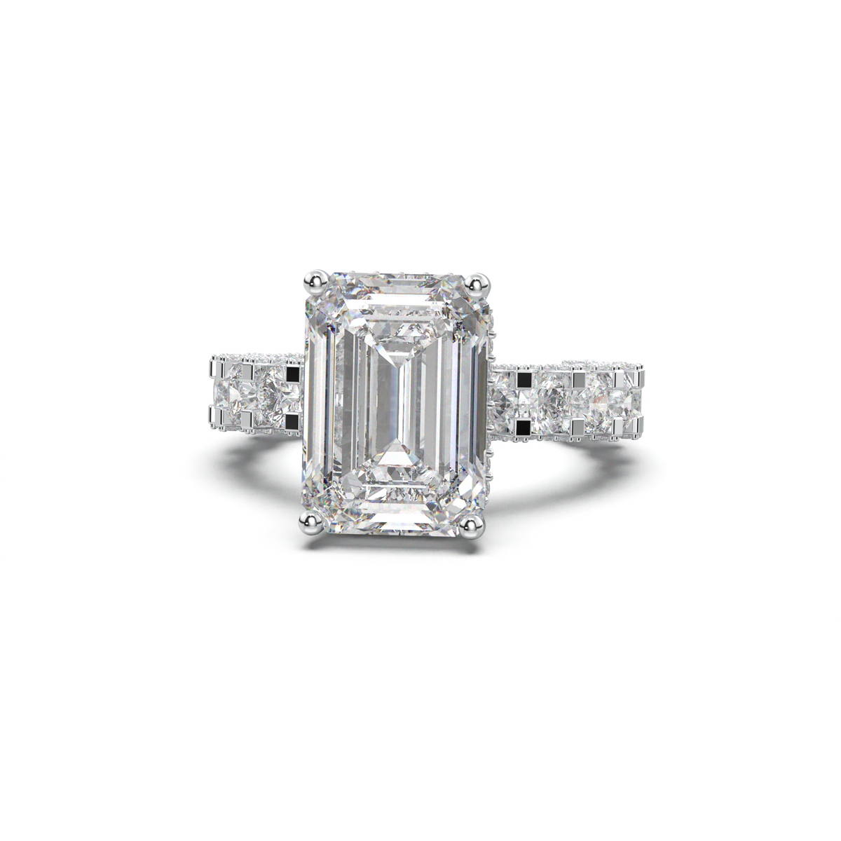 Emerald Diamond Band Engagement Ring