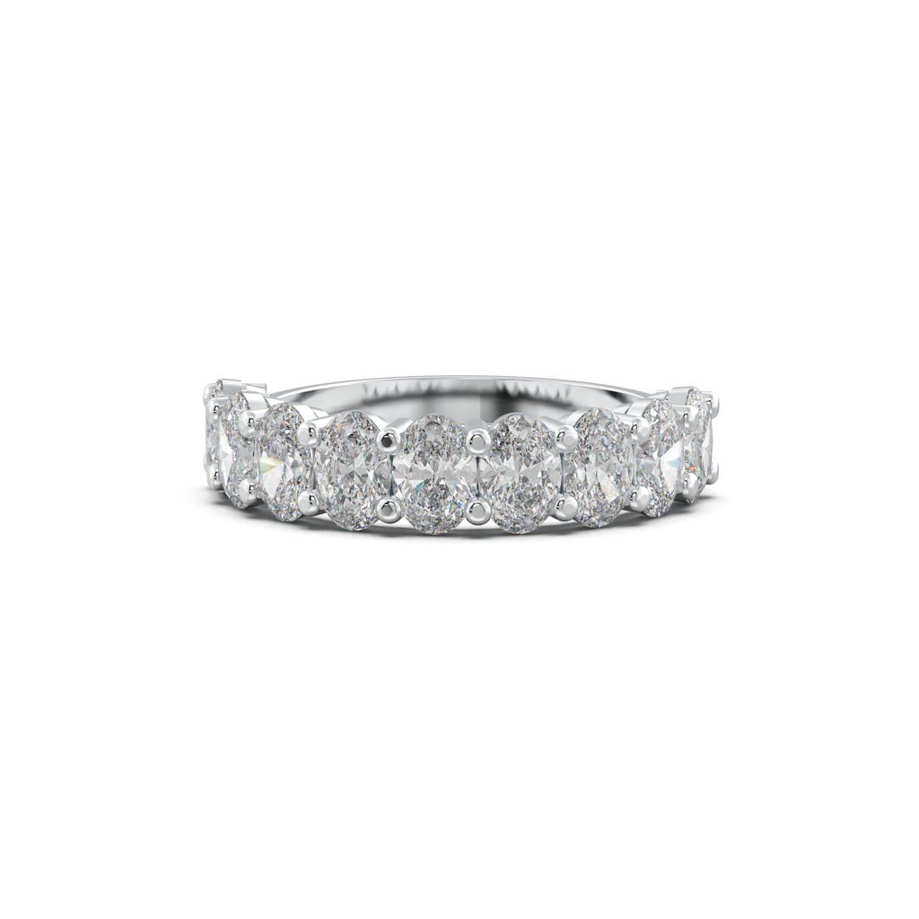Nine-Oval Half-Eternity Wedding Band