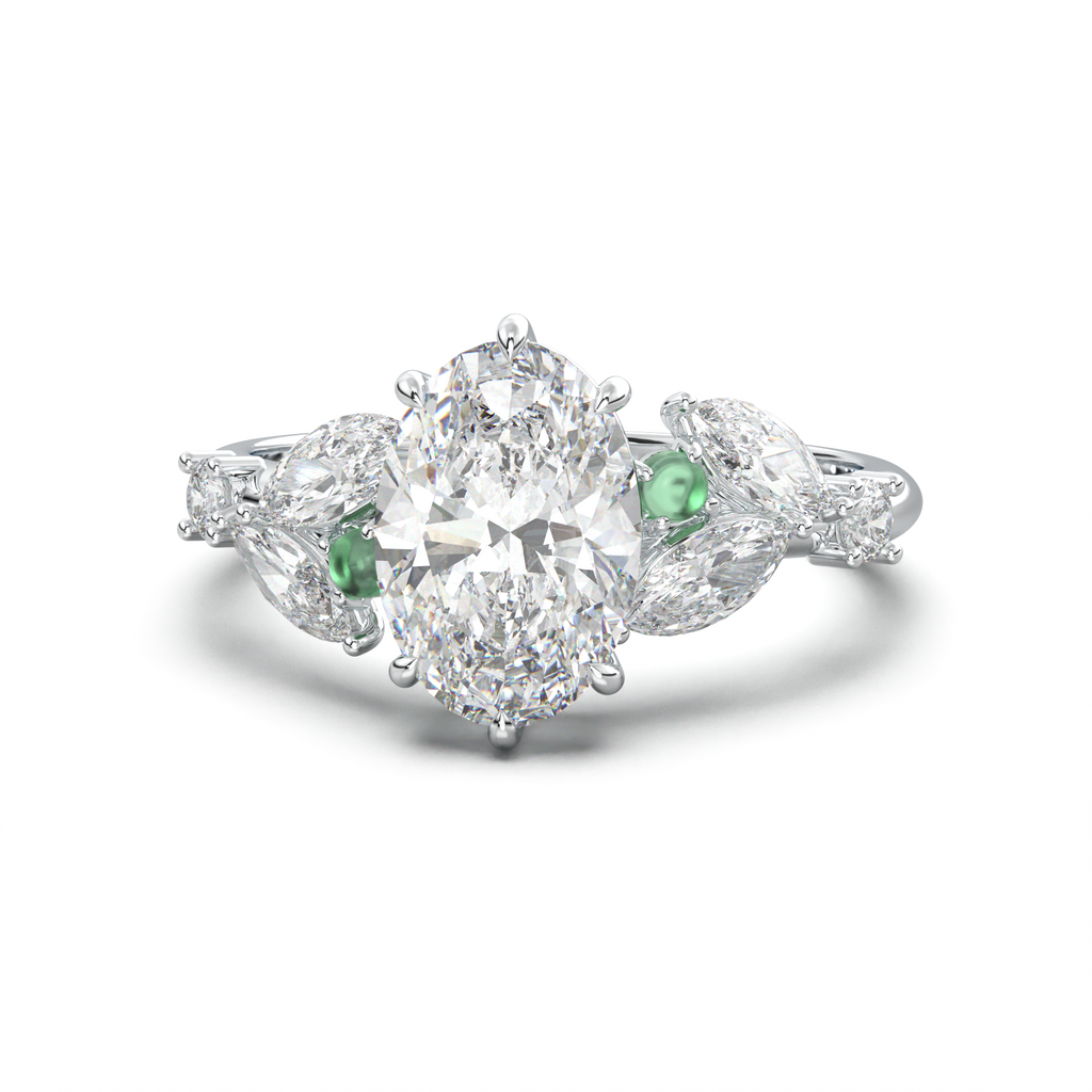 Oval Marquise-Accent Engagement Ring