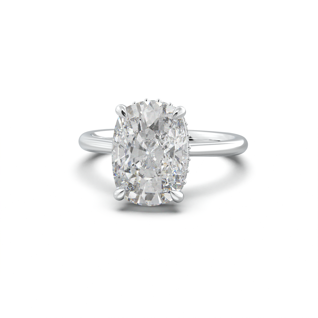 Cushion Hidden Halo Engagement Ring