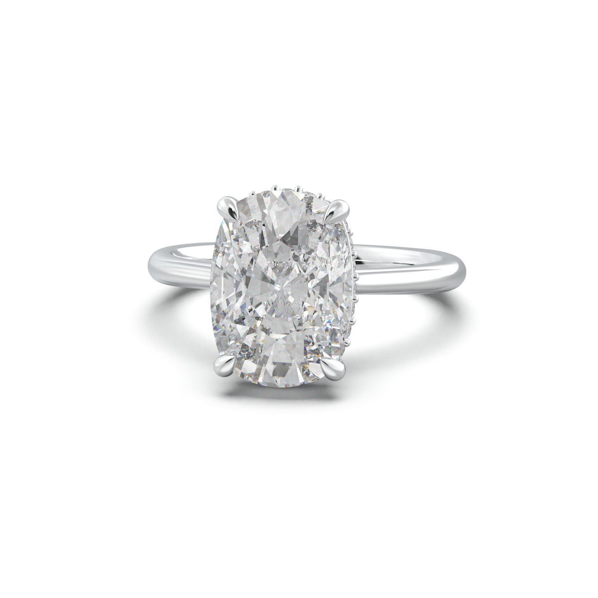 Cushion Hidden Halo Engagement Ring