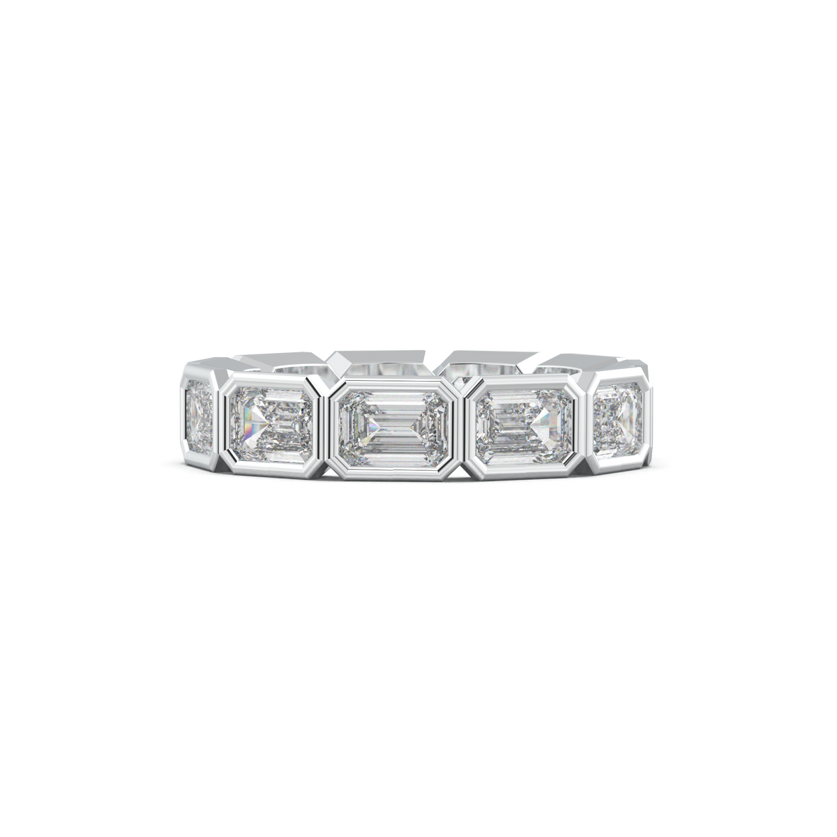Emerald-Cut Bezel-Style Eternity Wedding Band