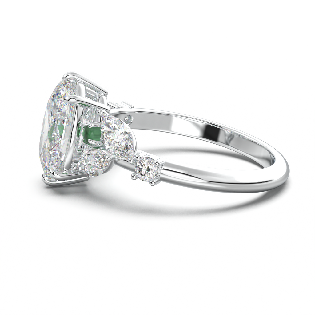 Oval Marquise-Accent Engagement Ring