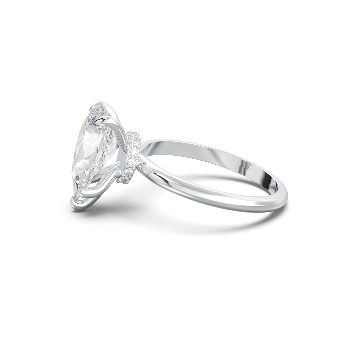 Pear Hidden Halo Engagement Ring