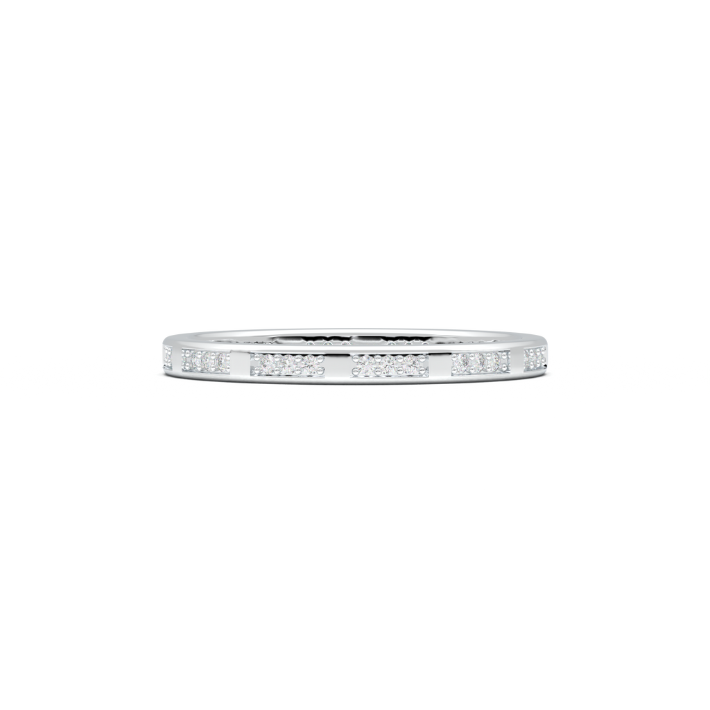Geometric Round Diamond Wedding Band