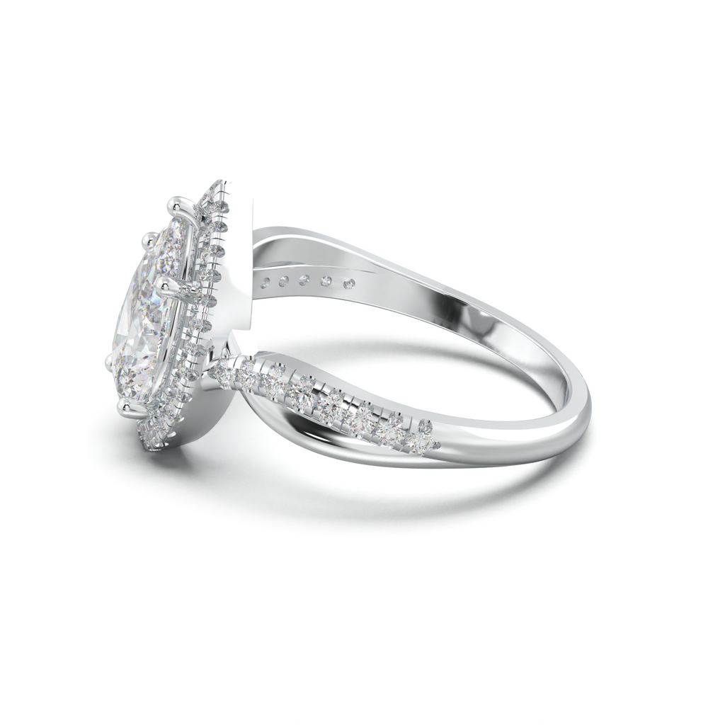 Pear Halo Twisted Pavé Engagement Ring