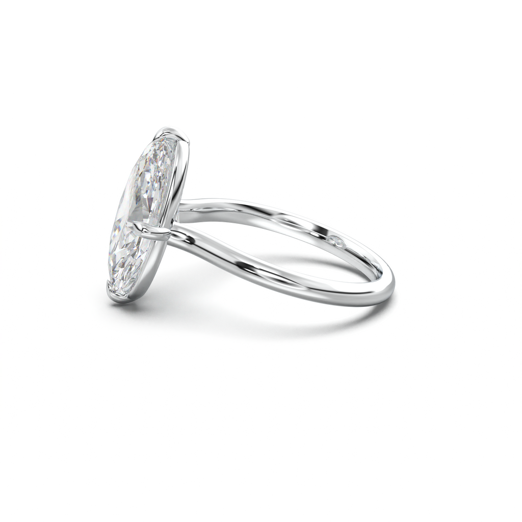 Elongated Moval Solitaire Engagement Ring