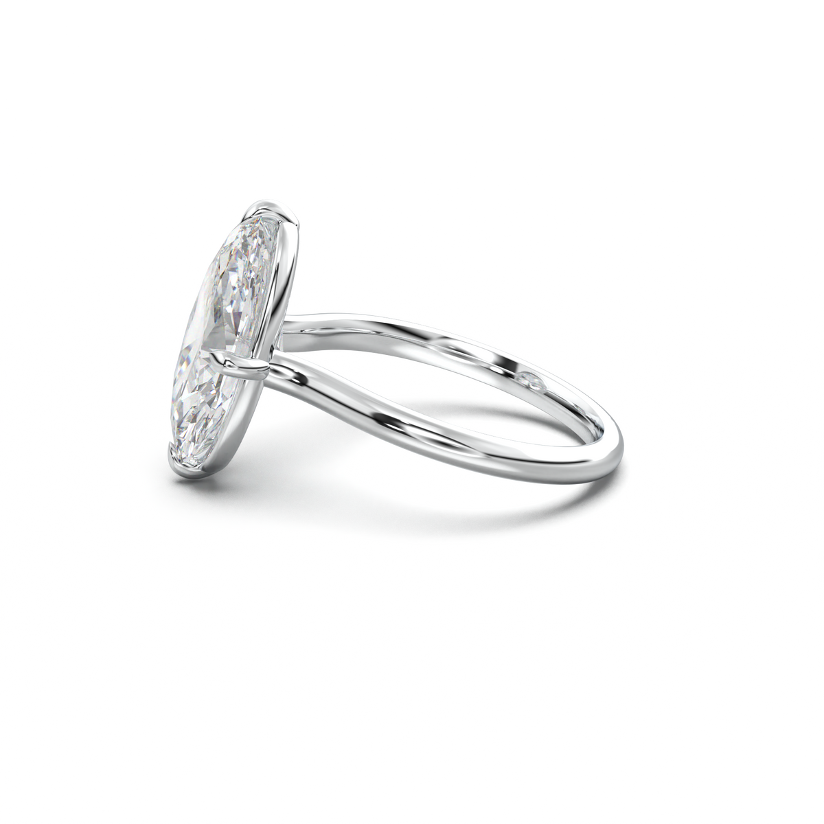 Elongated Moval Solitaire Engagement Ring
