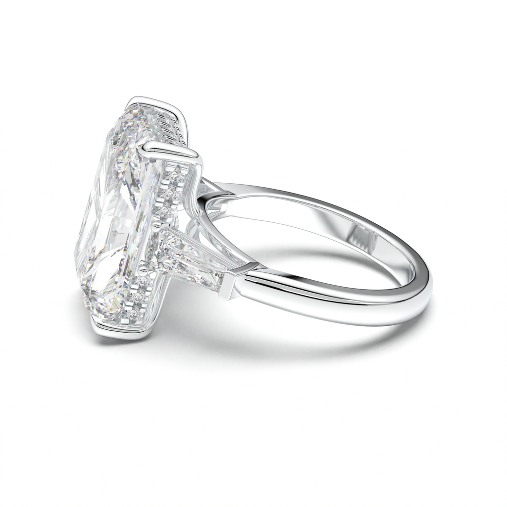 Radiant Baguette Hidden Halo Engagement Ring