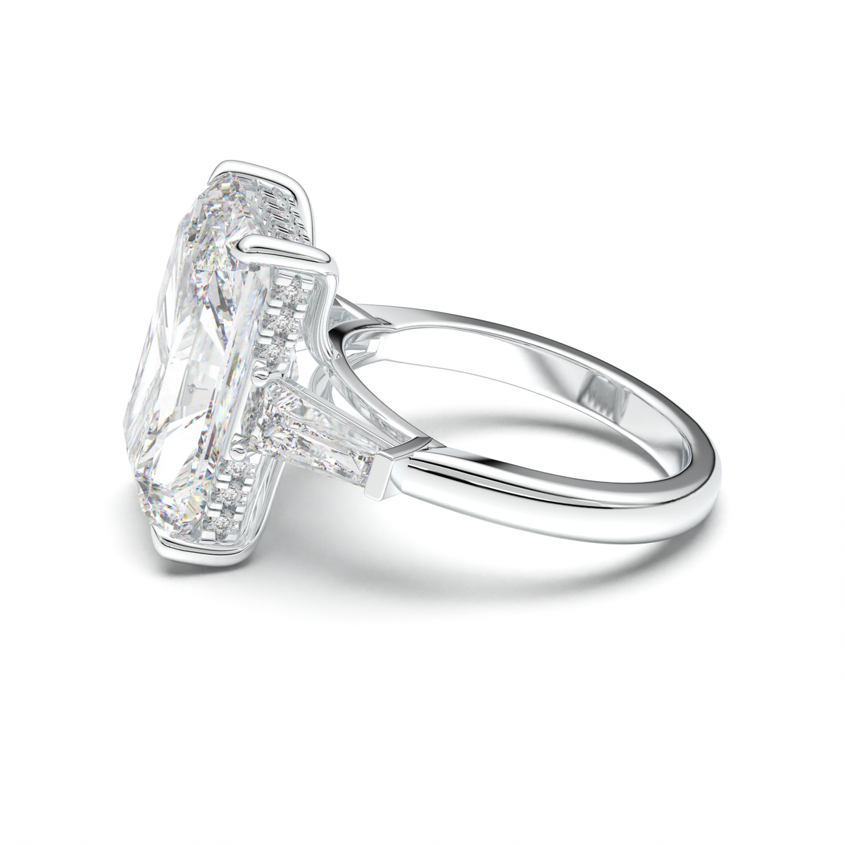 Radiant Baguette Hidden Halo Engagement Ring