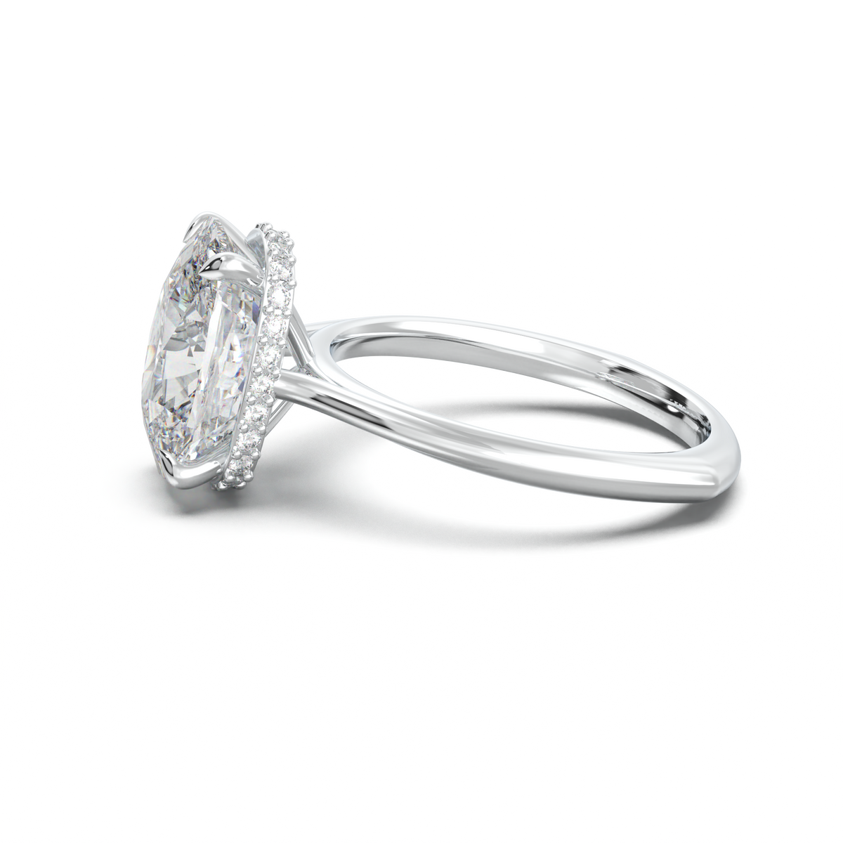 Cushion Hidden Halo Engagement Ring