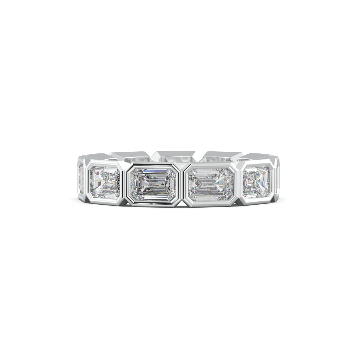 Emerald-Cut Bezel-Style Eternity Wedding Band
