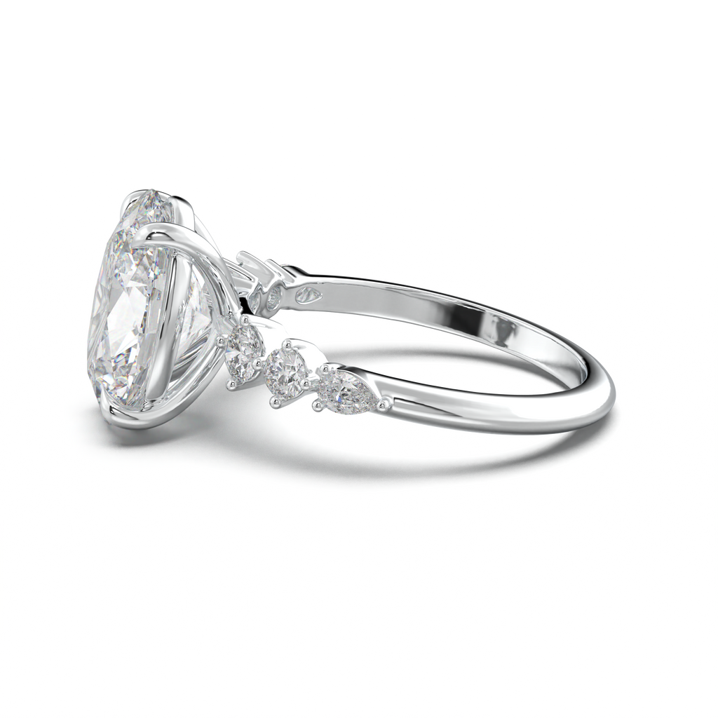 Oval Pear-Accent Engagement Ring