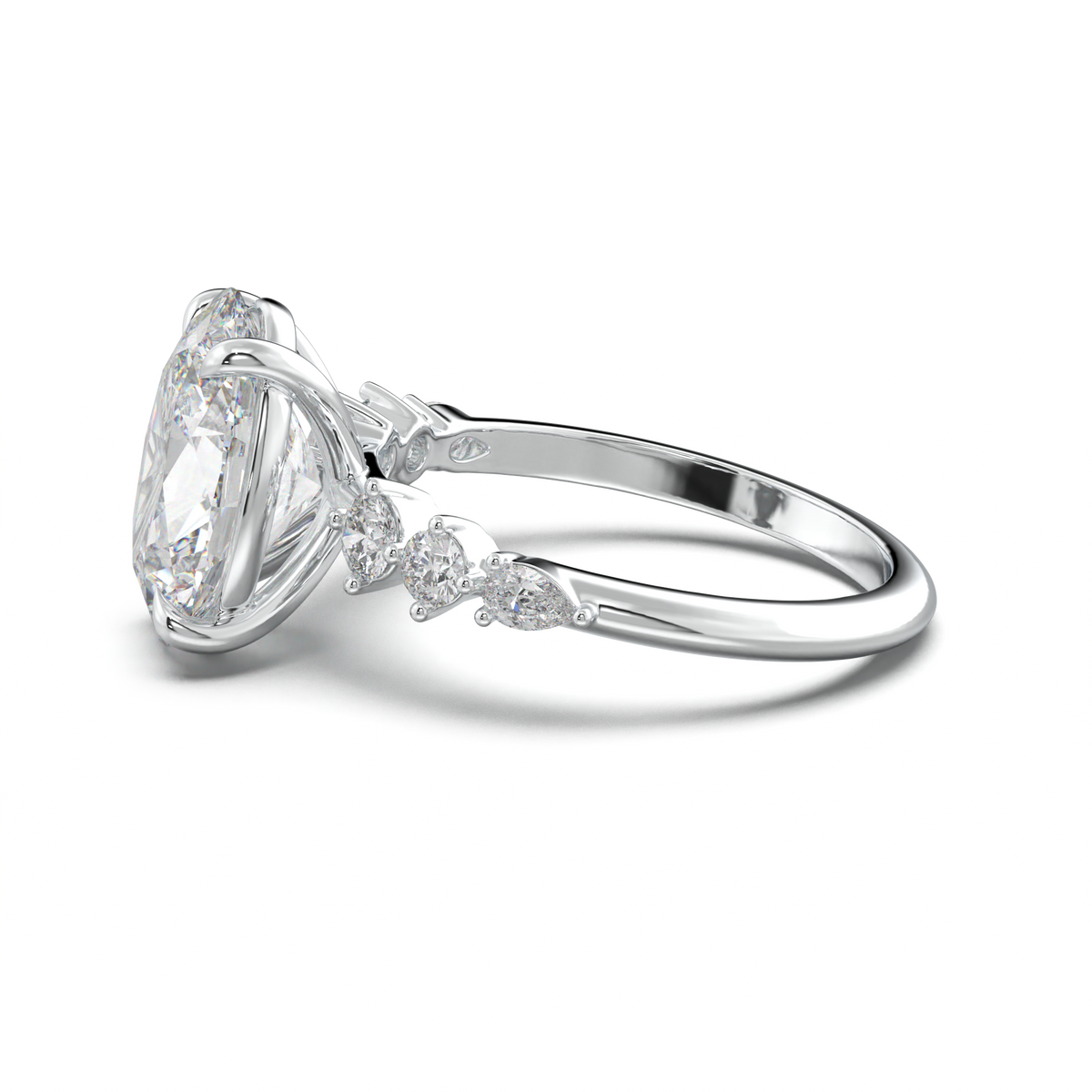 Oval Pear-Accent Engagement Ring