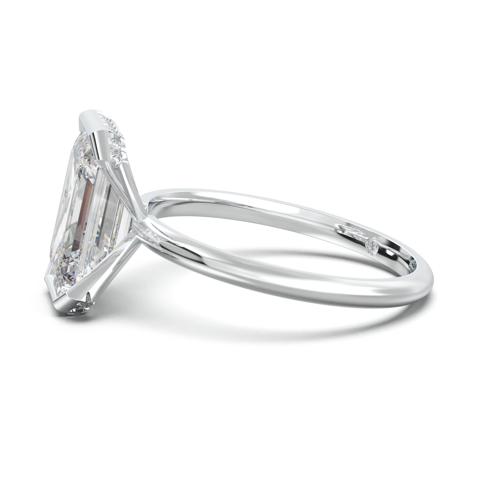 Emerald Hidden Halo Engagement Ring