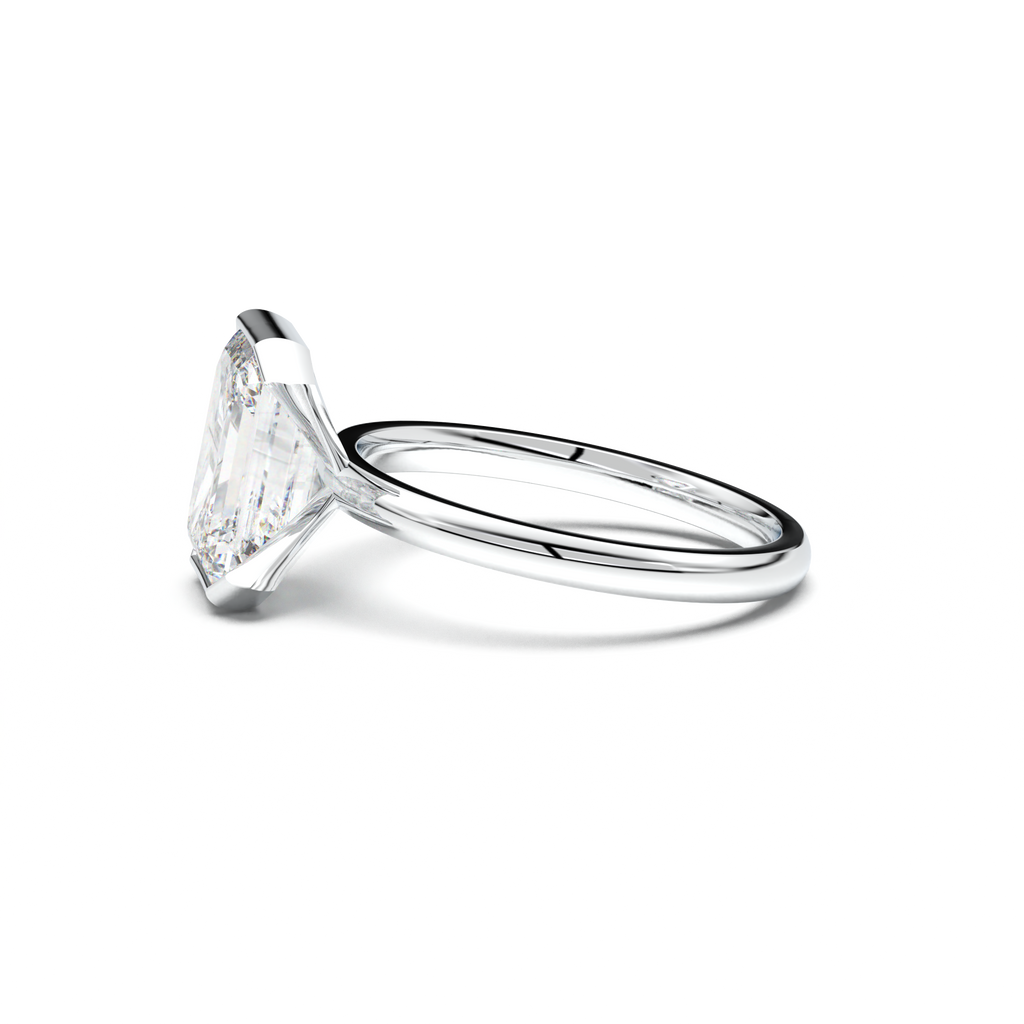 Emerald Cut Half-Bezel Engagement Ring