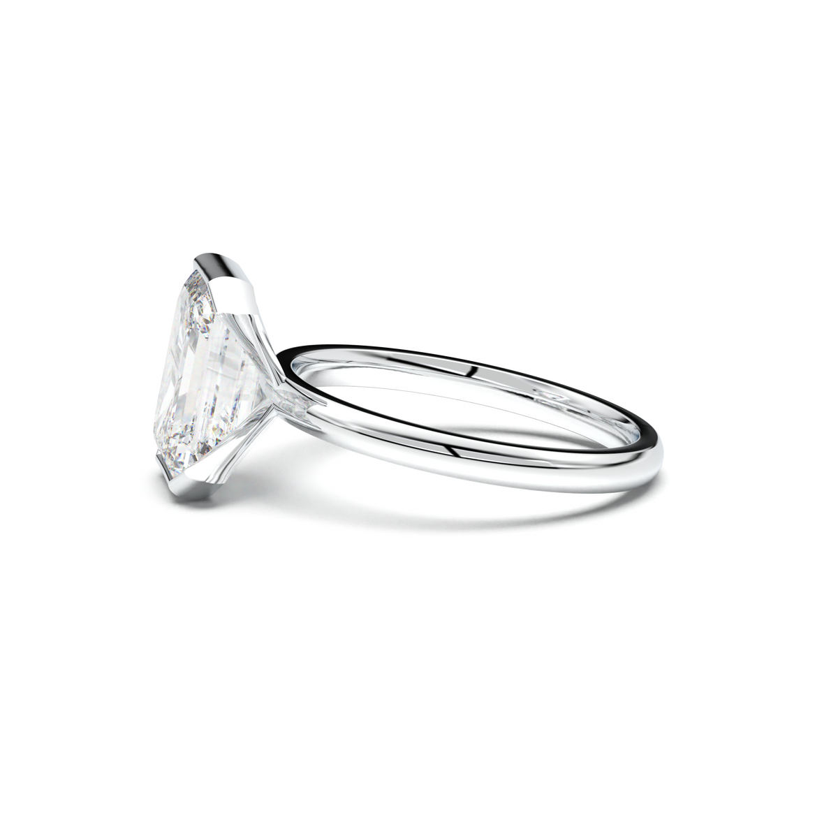 Emerald Cut Half-Bezel Engagement Ring