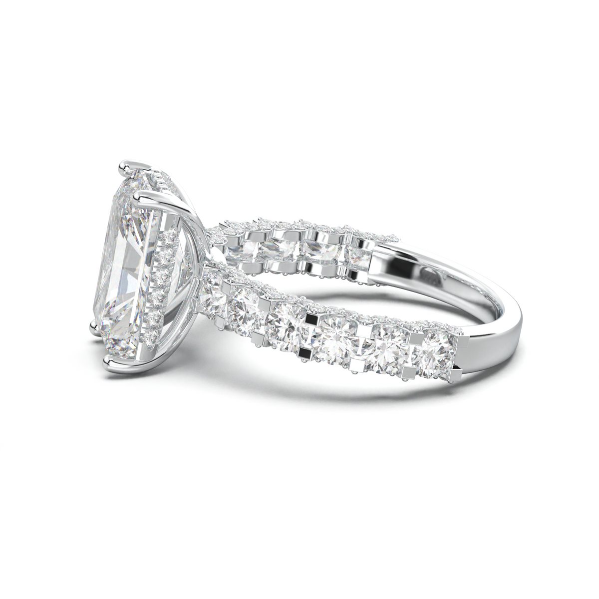 Radiant Diamond Band Engagement Ring