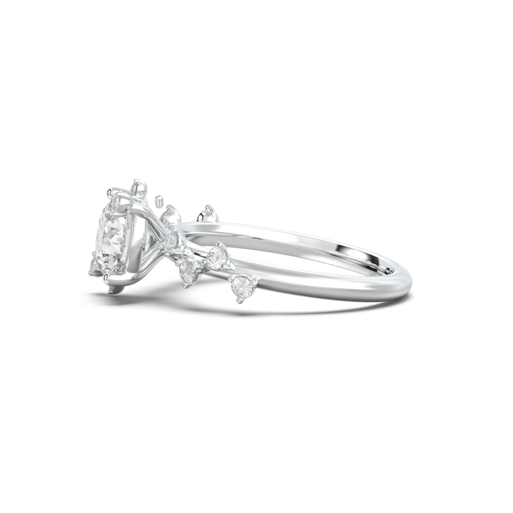 Round Botanical Accent Engagement Ring