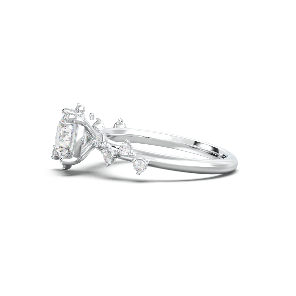 Round Botanical Accent Engagement Ring