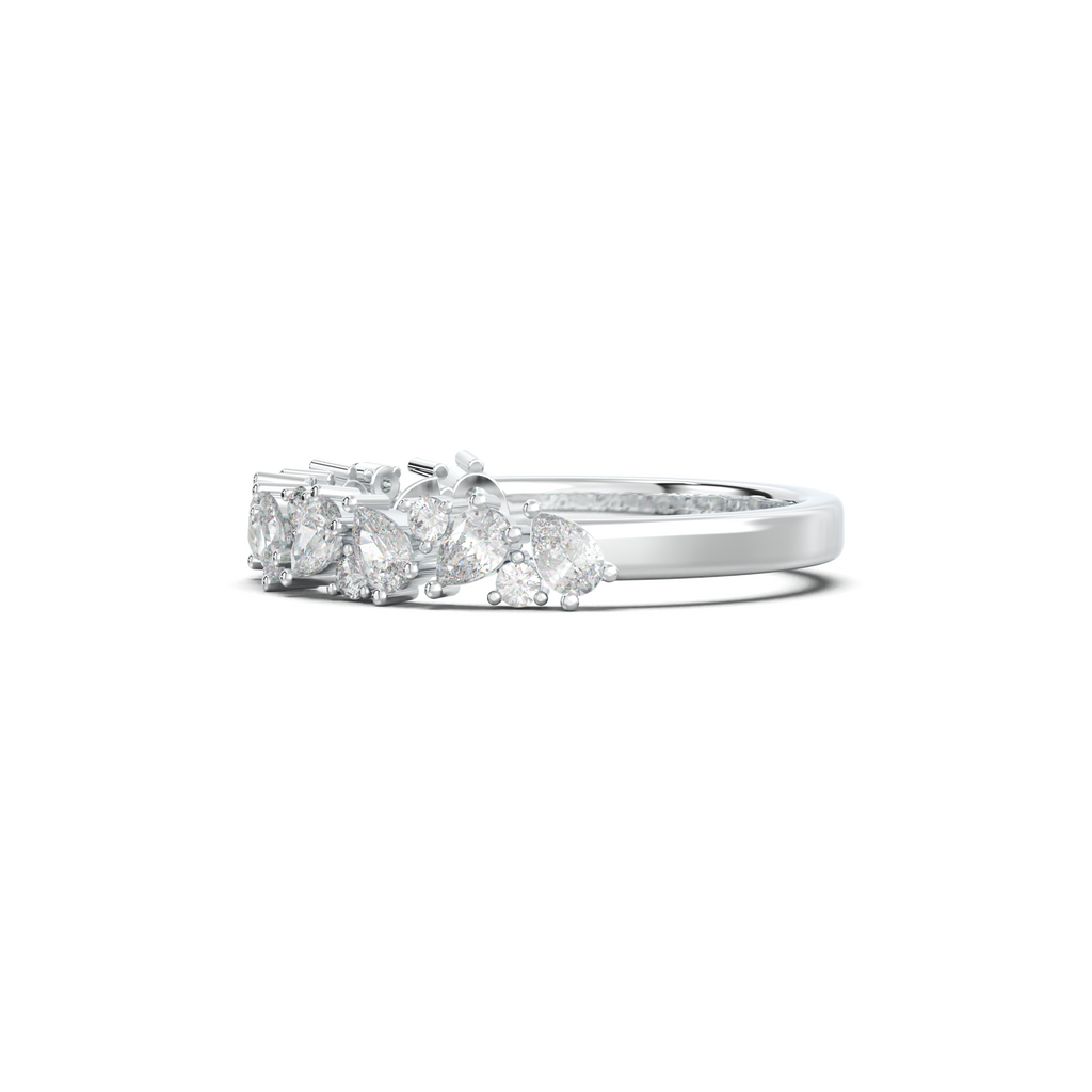 Alternating Pear & Round Half-Eternity Wedding Band