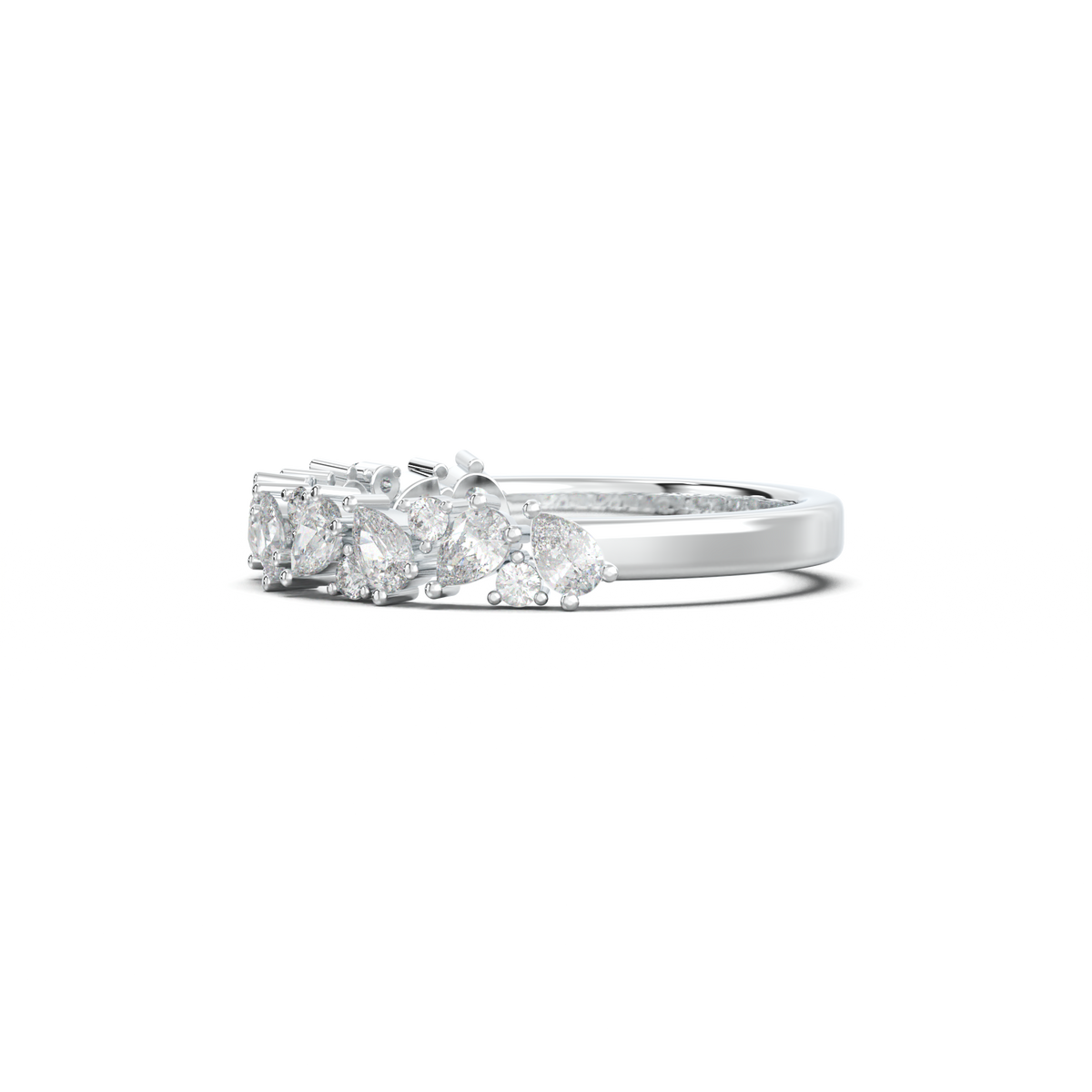 Alternating Pear & Round Half-Eternity Wedding Band