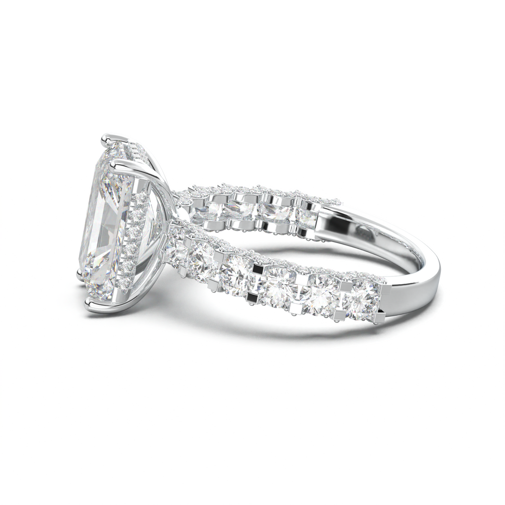 Radiant Diamond Band Engagement Ring
